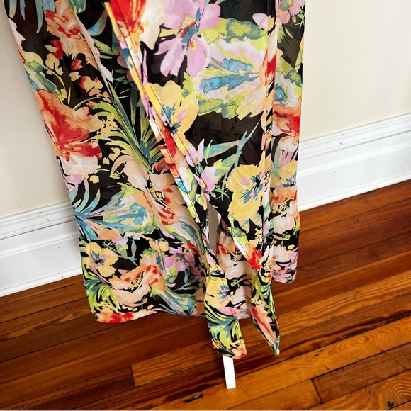 Forever 21 Sheer Black and Floral Swim Coverup Kimono - NWT - Size Small - Picture 5 of 9
